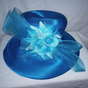 Mesh Bow Turquoise Braid Hat